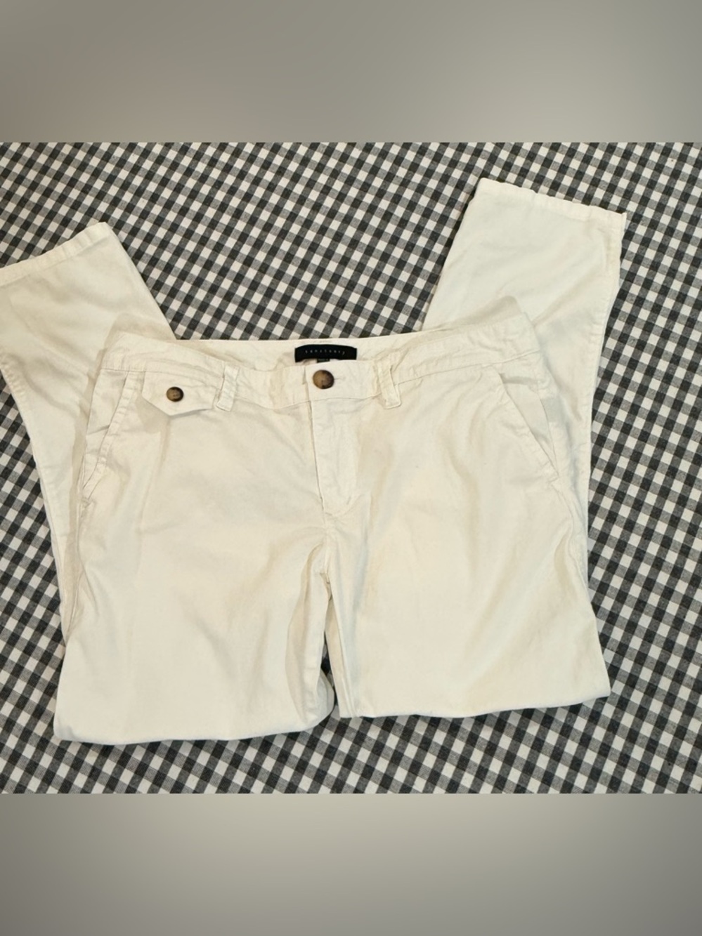 Sanctuary White Casual Stretch Cotton Twill Flap Pocket Chino Pants size 28